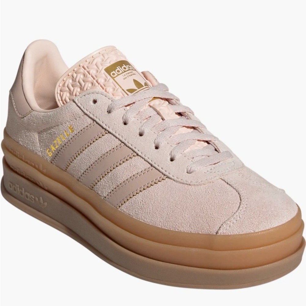 adidas Gazelle Platform Sneaker - Pale Pink with Orange-Tan Sole - Picture 3 of 3